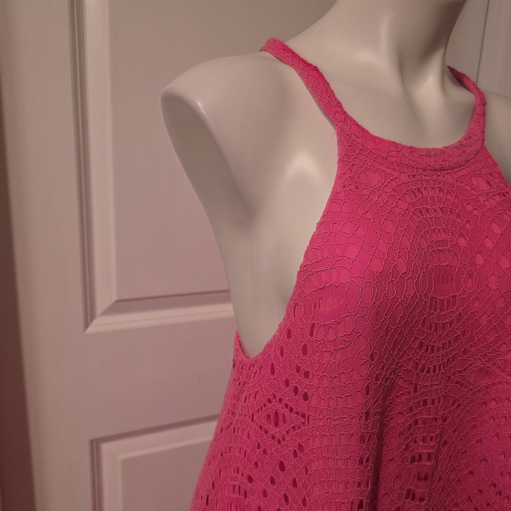Lilly Pulitzer Hot Pink Crochet Halter Dress - Picture 3 of 8